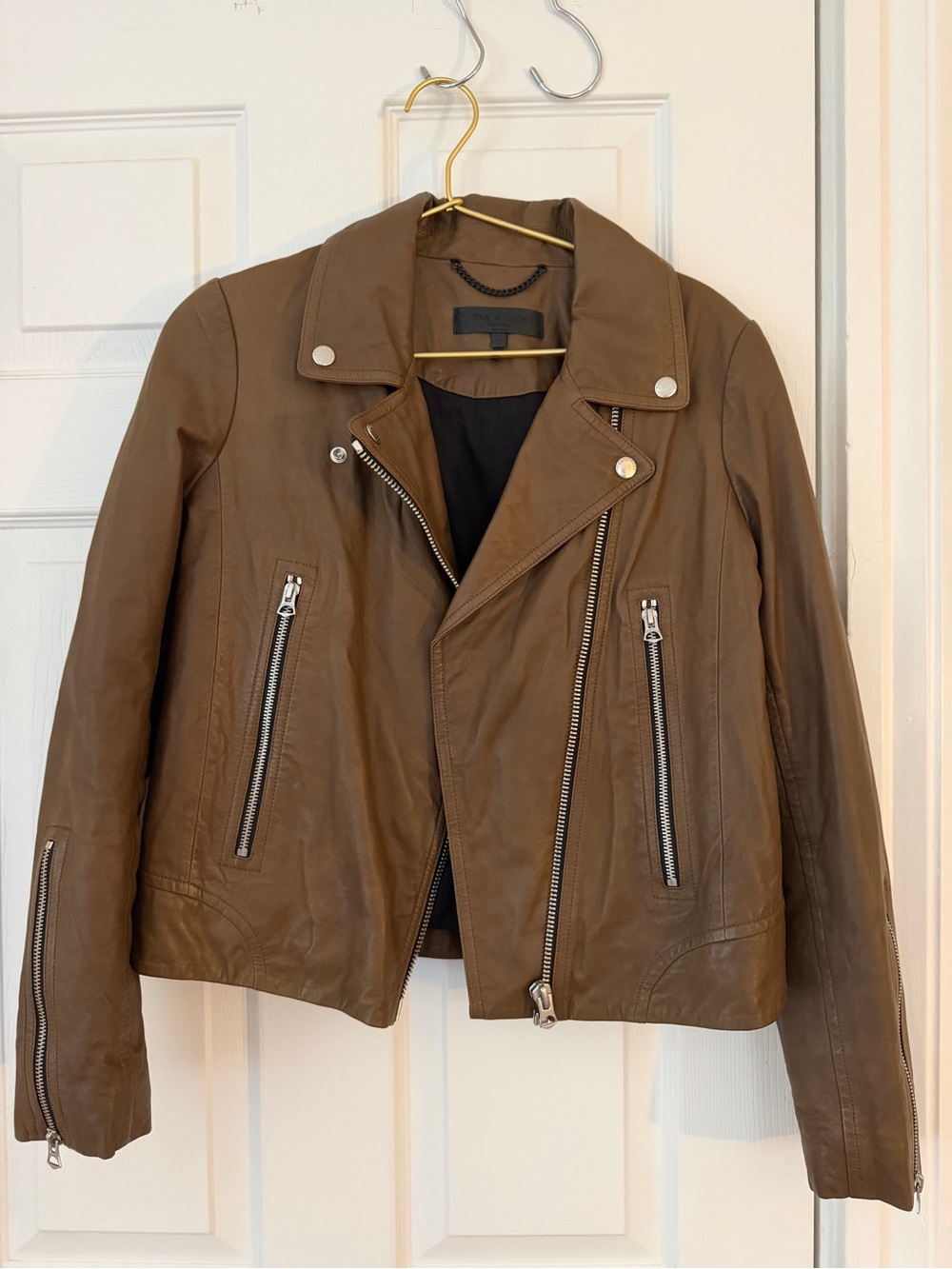 Brown Lamb Leather Moto Jacket
